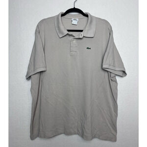 Lacoste Men's Short Sleeve Polo Tan Size 9 4XL Crocodile Logo Casual Preppy